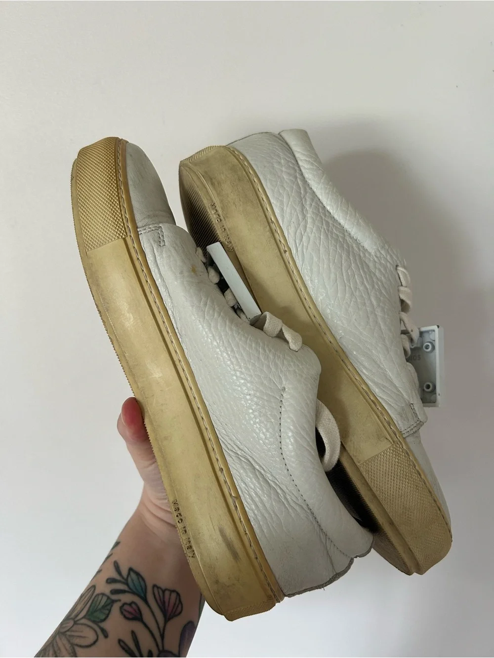 ACNE STUDIOS ADRIANA GRAIN LEATHER SNEAKERS, WHITE. SIZE 38 EU (7 US) - Picture 6 of 9